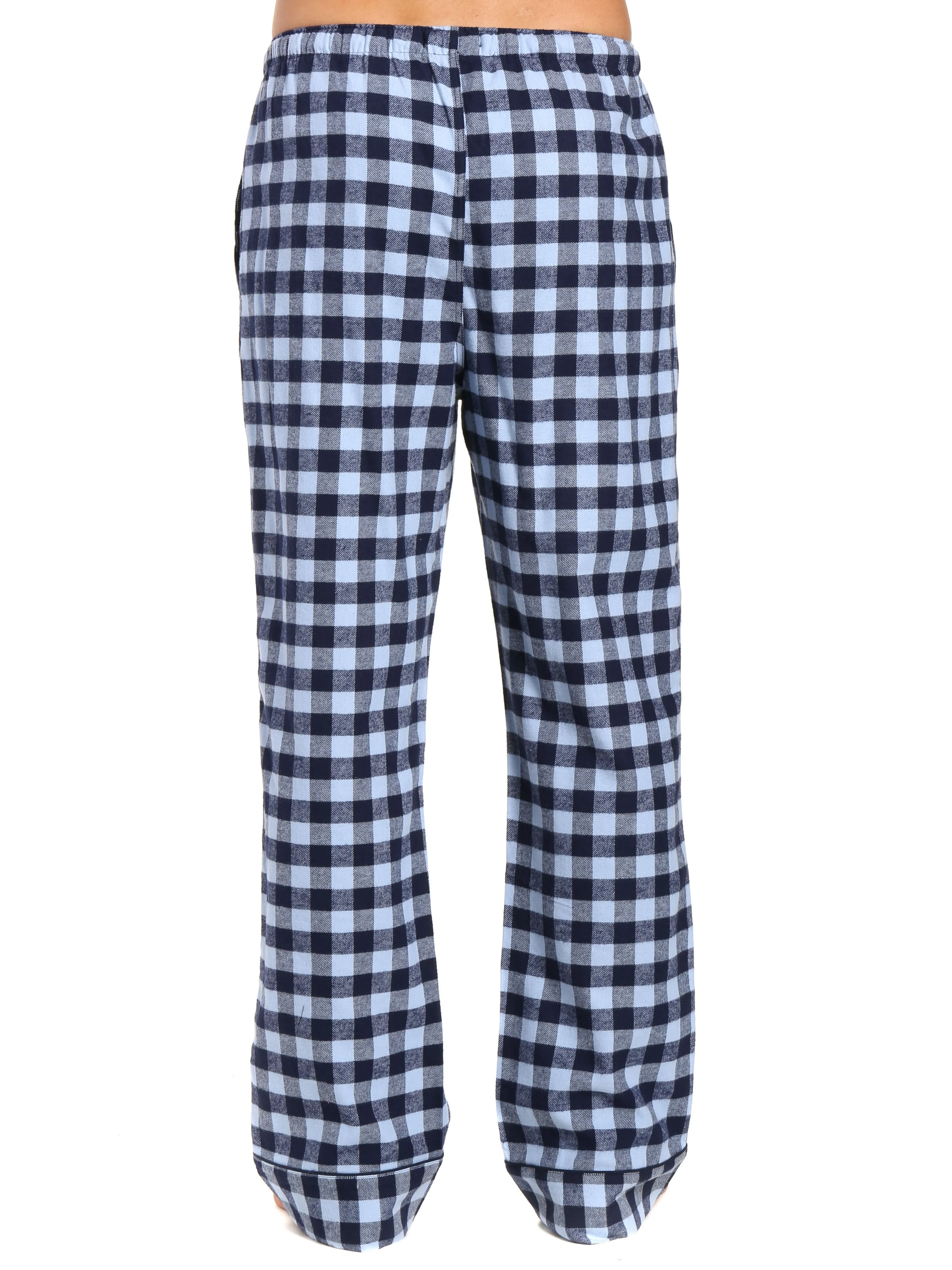 2-Pack Men's 100% Cotton Flannel Lounge Pants (Gingham Navy-Fig-Black)