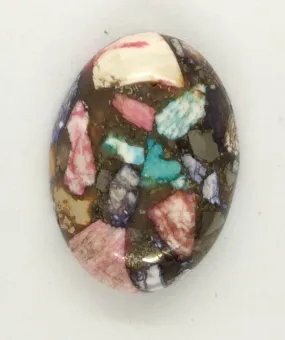 25x18mm Rainbow Matrix Collage Cabochon Oval Flat Back Stone S2181E