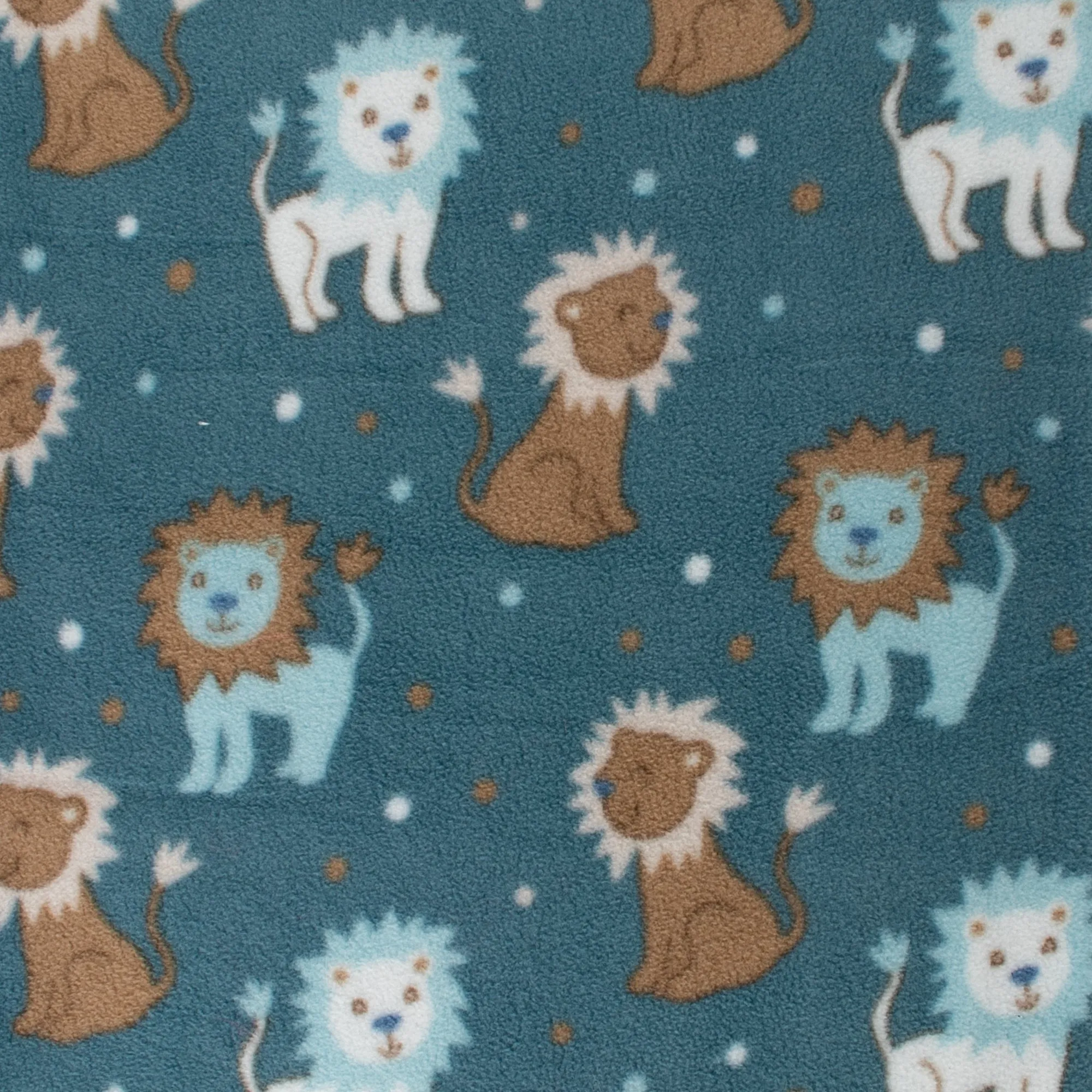 Anti-Pill Fleece Print - SLIPPY - Lions - Teal