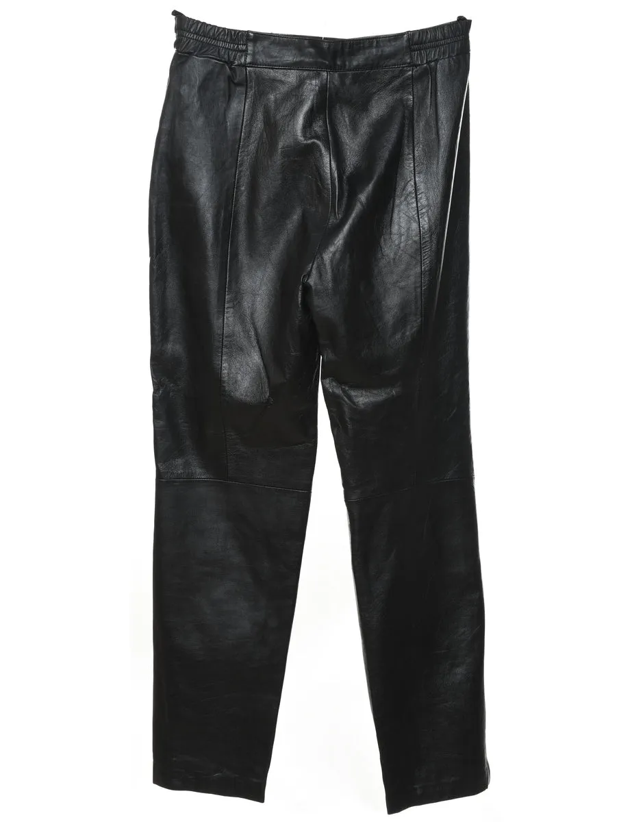 Black Classic Leather Trousers - W30 L30