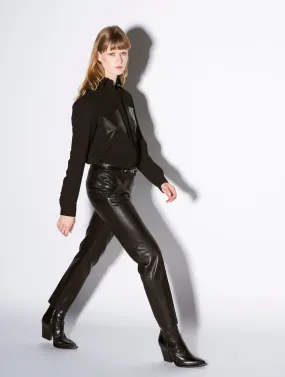 Black plongé leather Roxy trousers