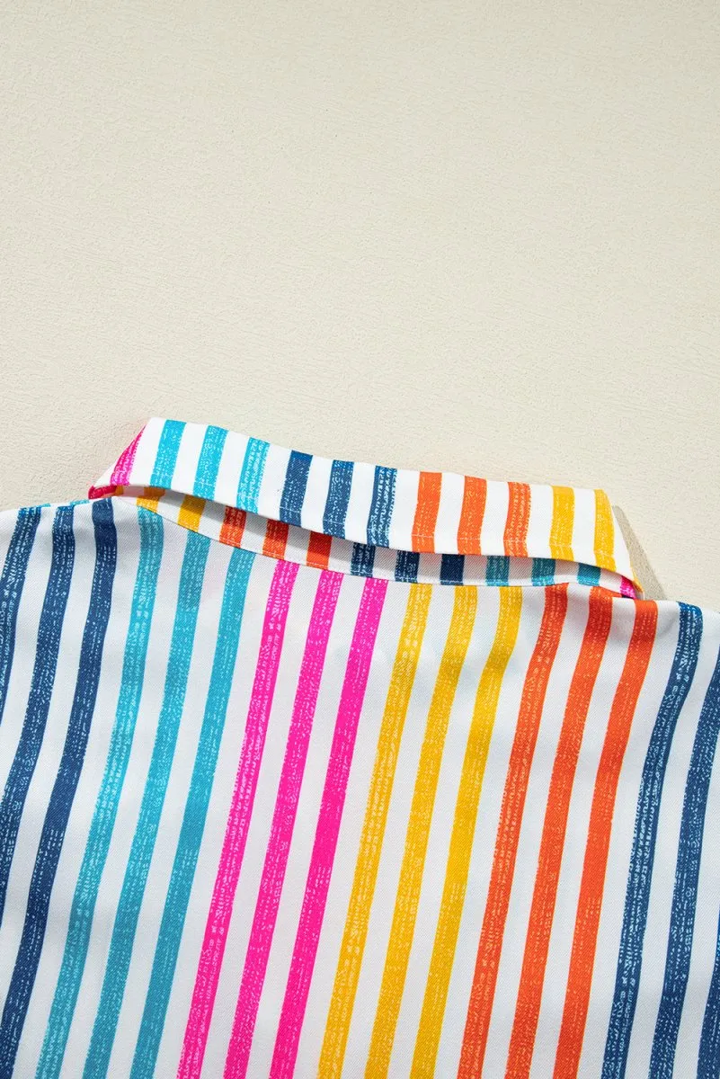 Bright Stripe Multicolor Loose Shirt