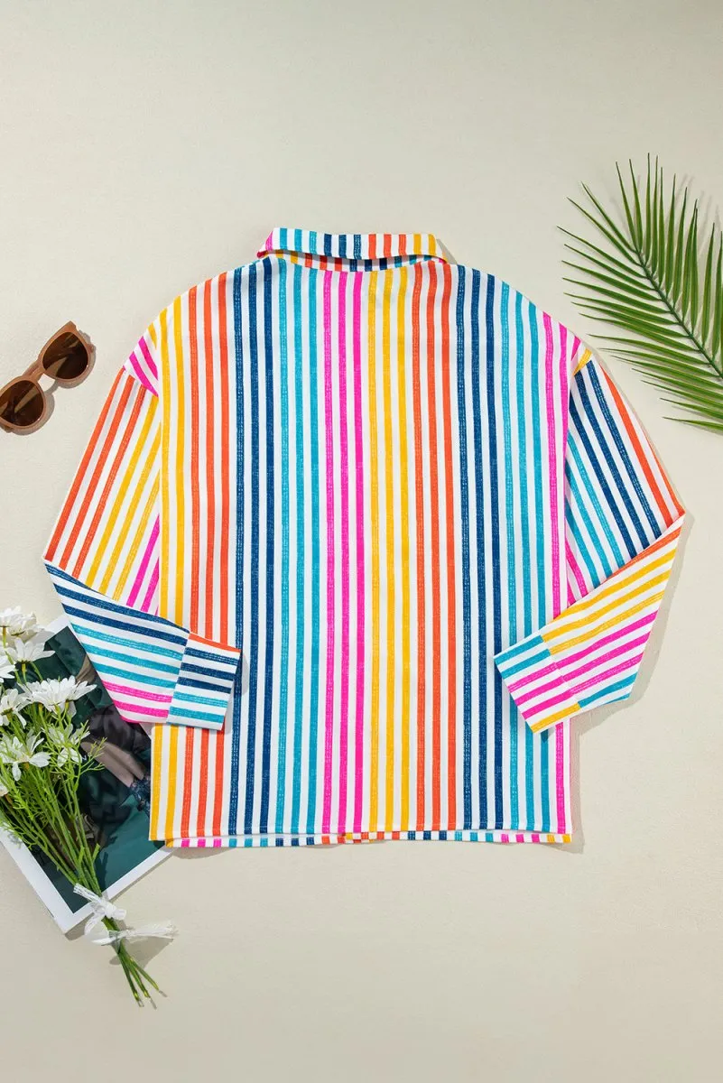 Bright Stripe Multicolor Loose Shirt