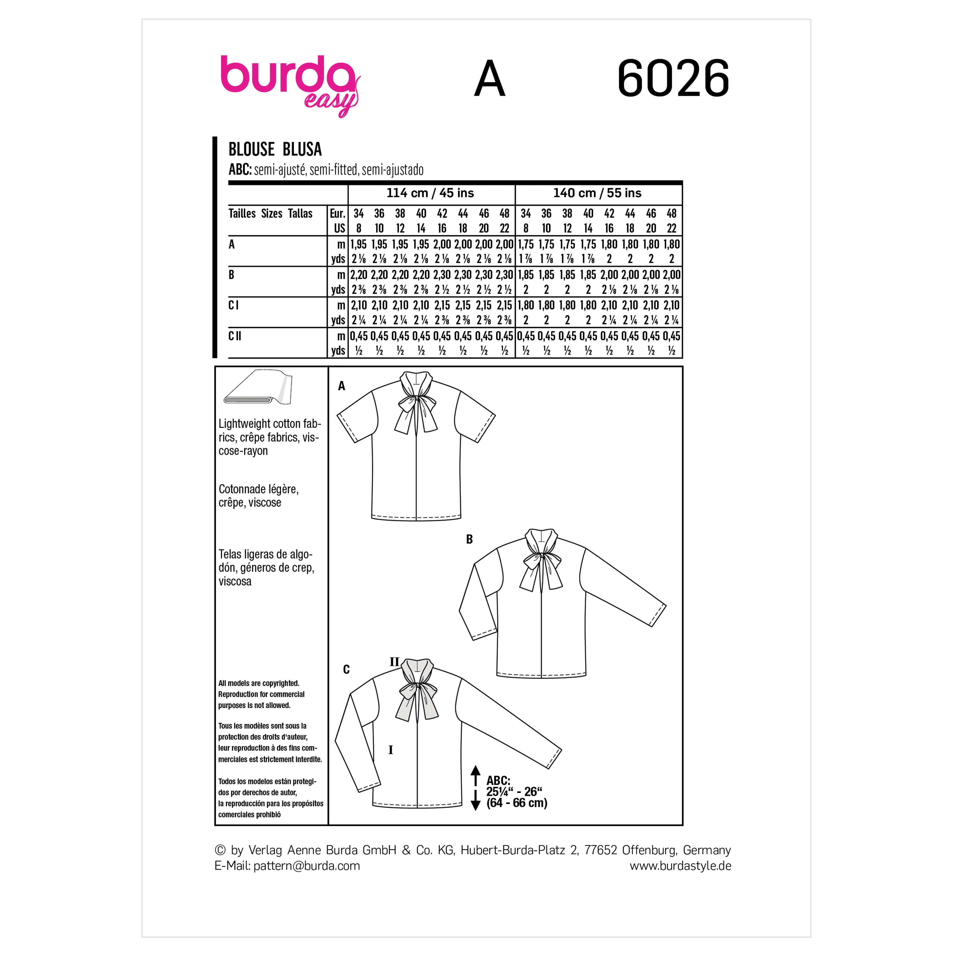 Burda Pattern 6026 Misses' Top/Vest