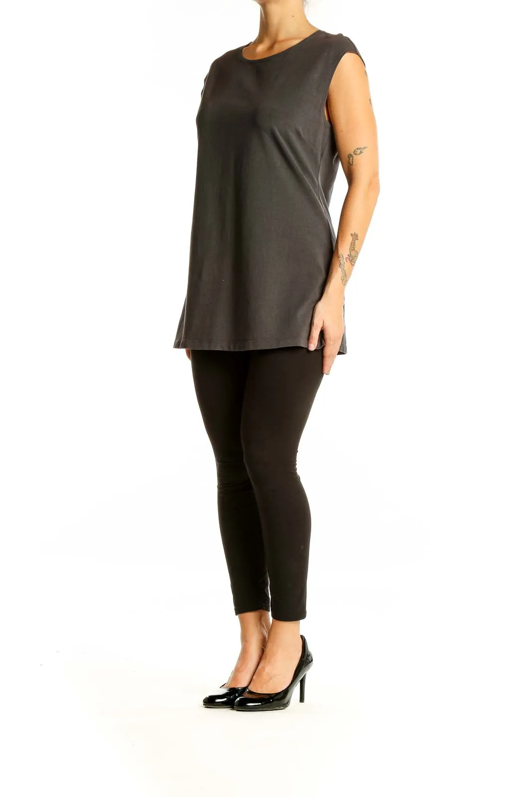 Charcoal Sleeveless Casual Top