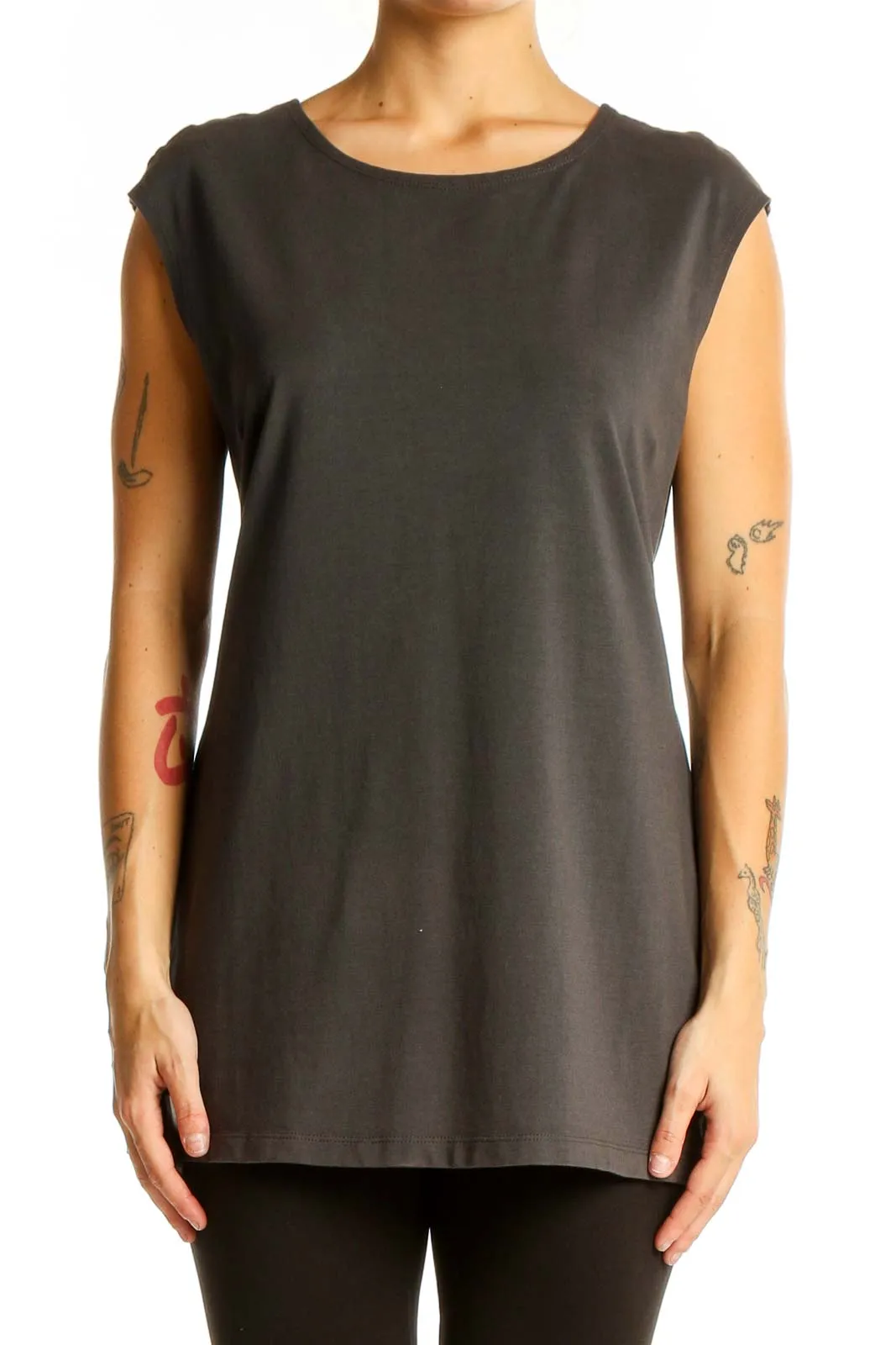 Charcoal Sleeveless Casual Top