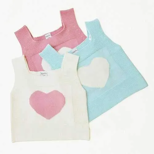 Cute Knitting Heart Pattern Sleeveless Vest For Kids Girls