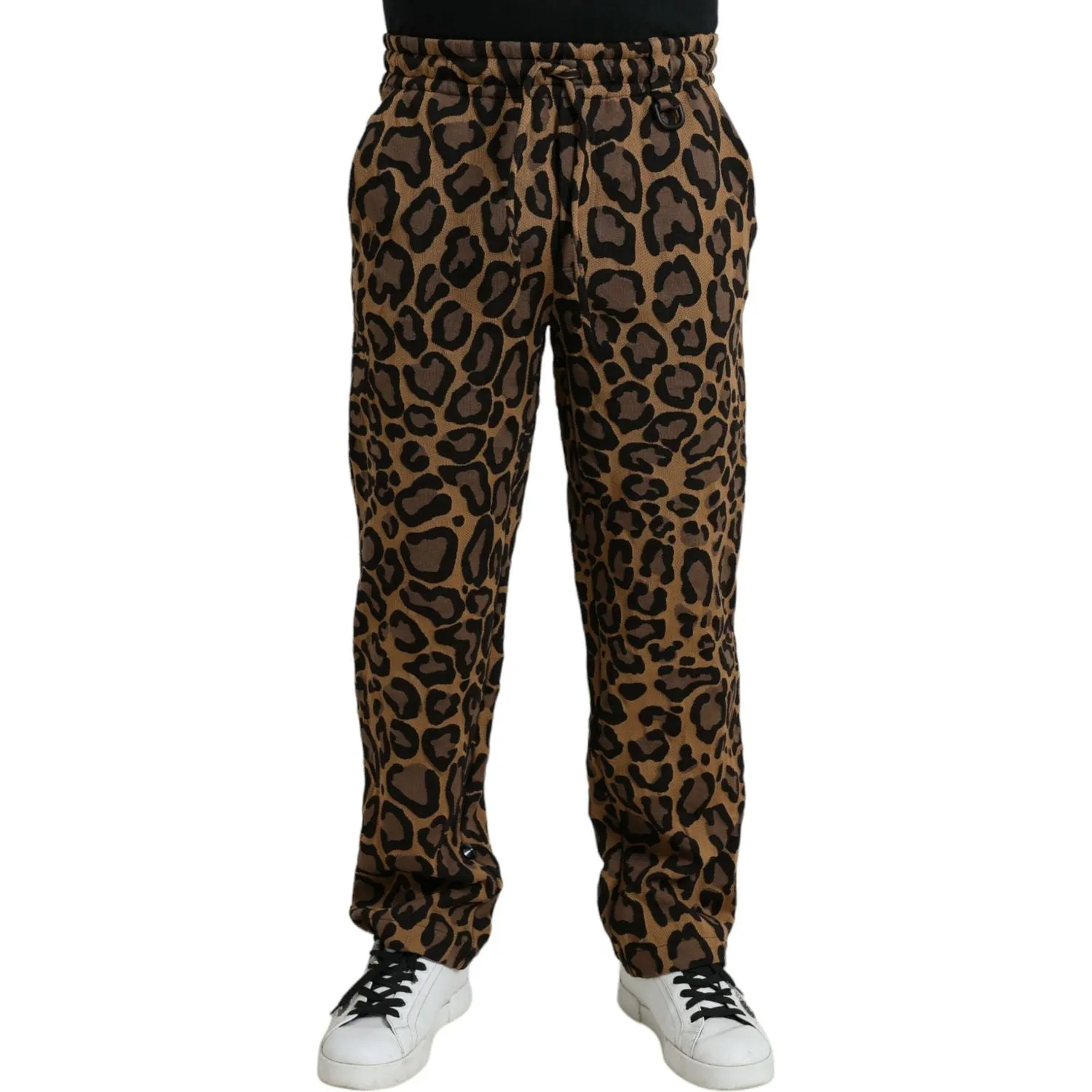 Dolce & Gabbana Brown Leopard Print Polyester Jogger Pants