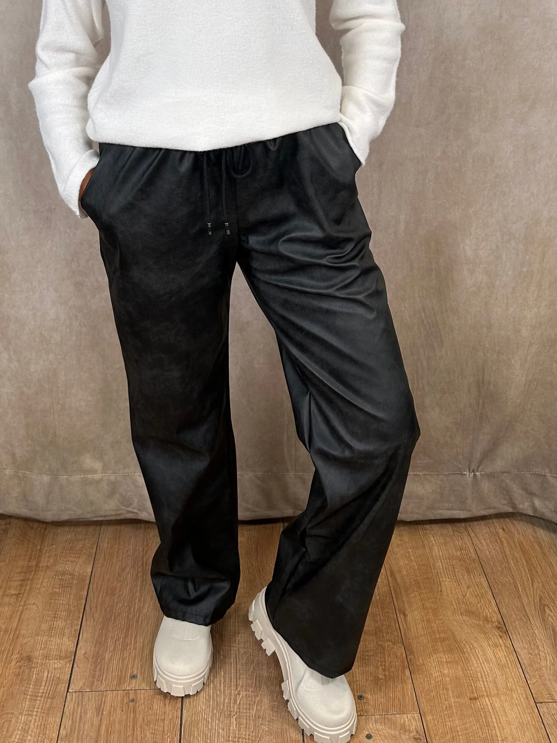 Elsa Elasticated Leather Trousers