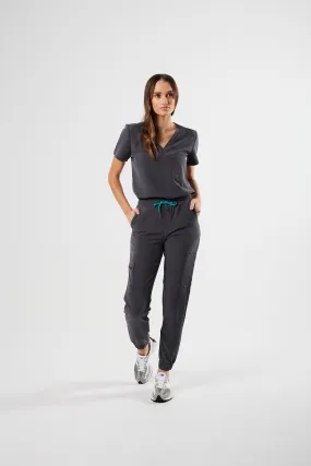 FLEX ONE-POCKET WOMEN'S SCRUB TOP (PEWTER GREY)