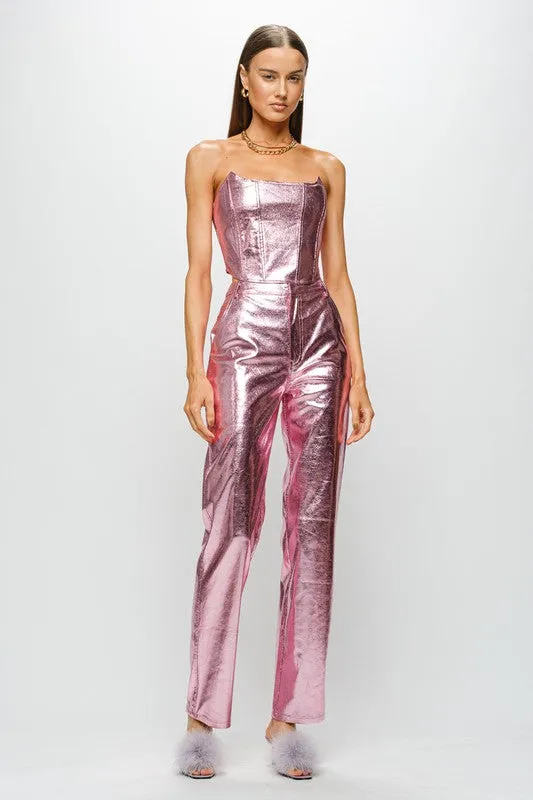 GAIA PINK STRAIGHT VEGAN PANTS