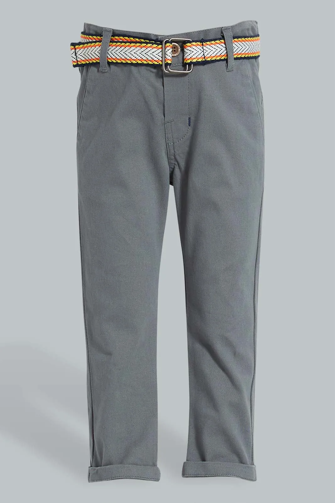 Grey Belted Casual Trouser