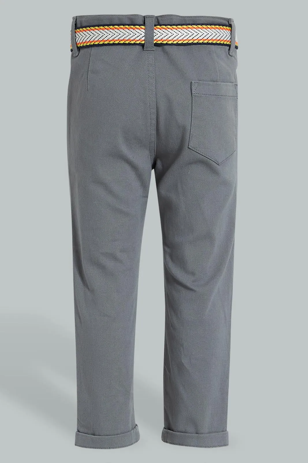 Grey Belted Casual Trouser