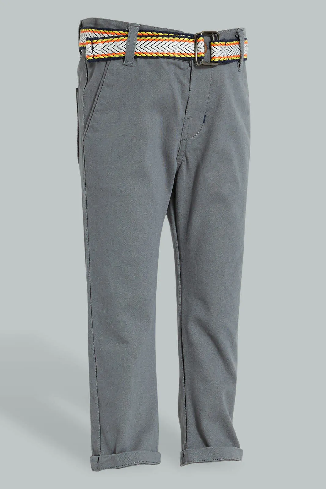 Grey Belted Casual Trouser