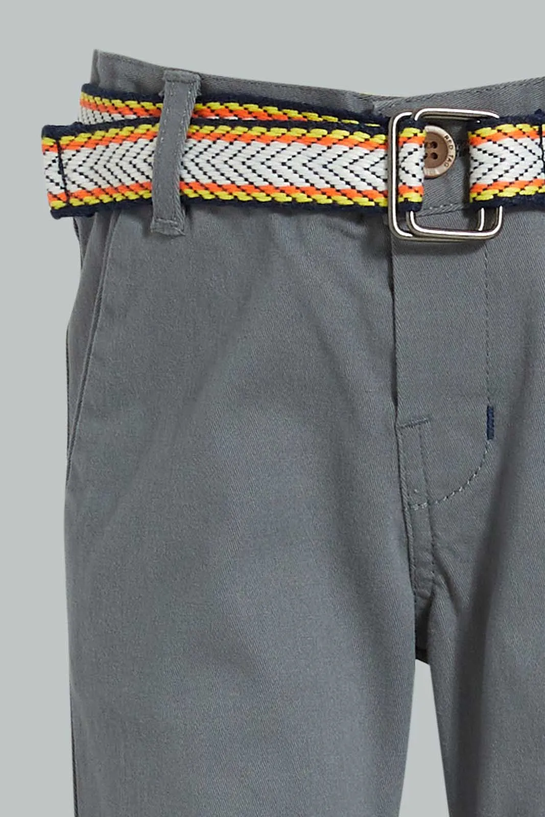 Grey Belted Casual Trouser