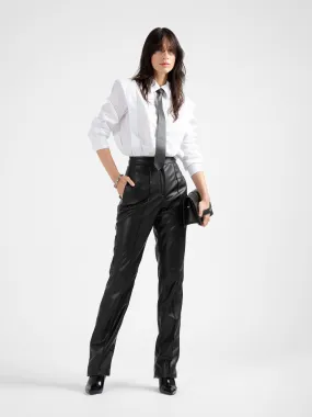 HANNAH vegan leather straight leg trousers