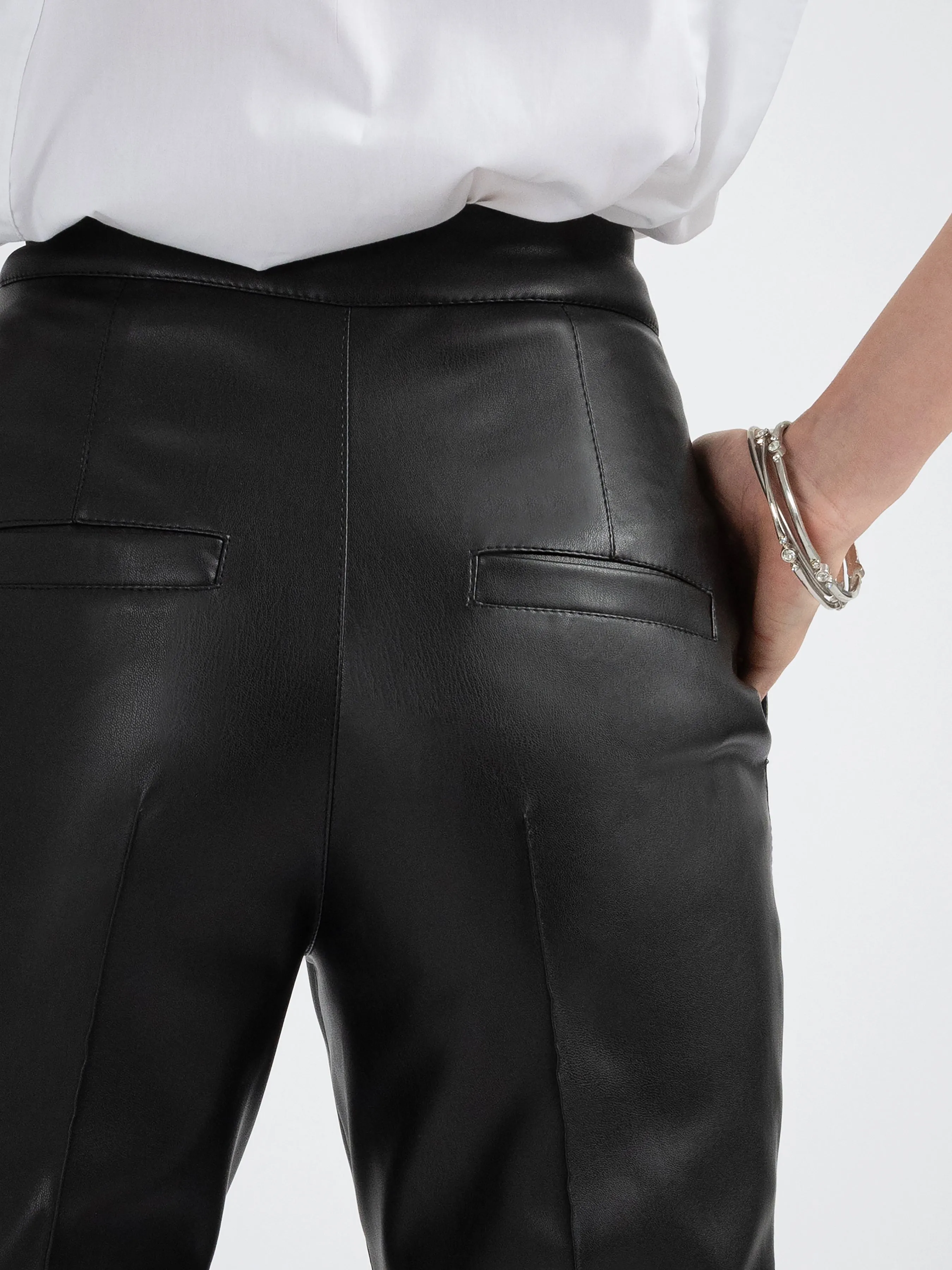 HANNAH vegan leather straight leg trousers