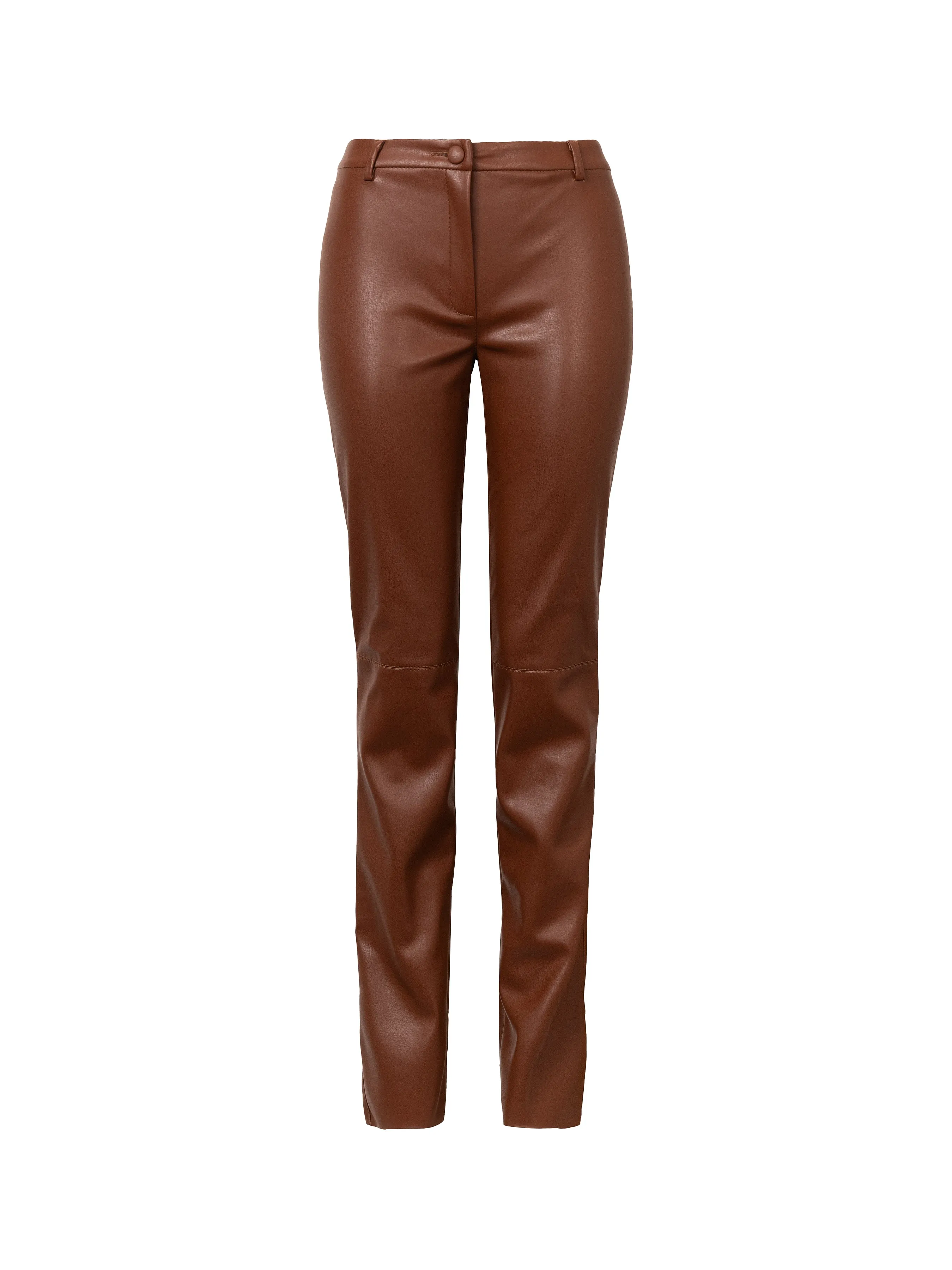 HATTIE brown vegan leather cigarette trousers