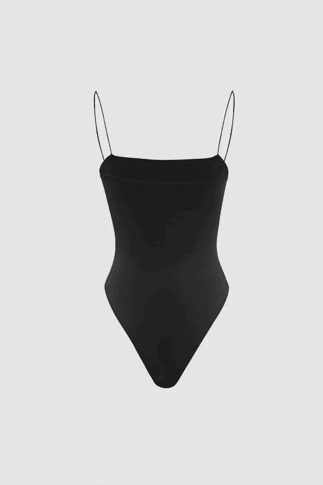 High Leg Spaghetti Strap Bodysuit