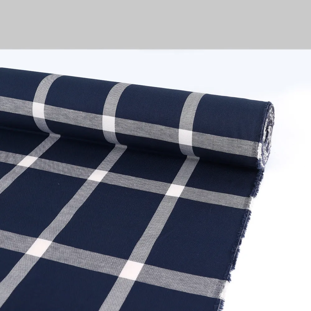 Jumbo Windowpane Check Cotton - Navy (pieces)