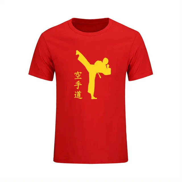 KARATE Martial New Fashion Mens T-shirts Summer Casual Short Sleeve Cotton T Shirts KICK Cool Print Clothing