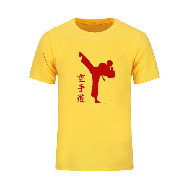 KARATE Martial New Fashion Mens T-shirts Summer Casual Short Sleeve Cotton T Shirts KICK Cool Print Clothing