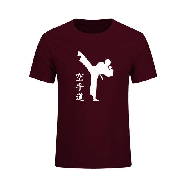 KARATE Martial New Fashion Mens T-shirts Summer Casual Short Sleeve Cotton T Shirts KICK Cool Print Clothing