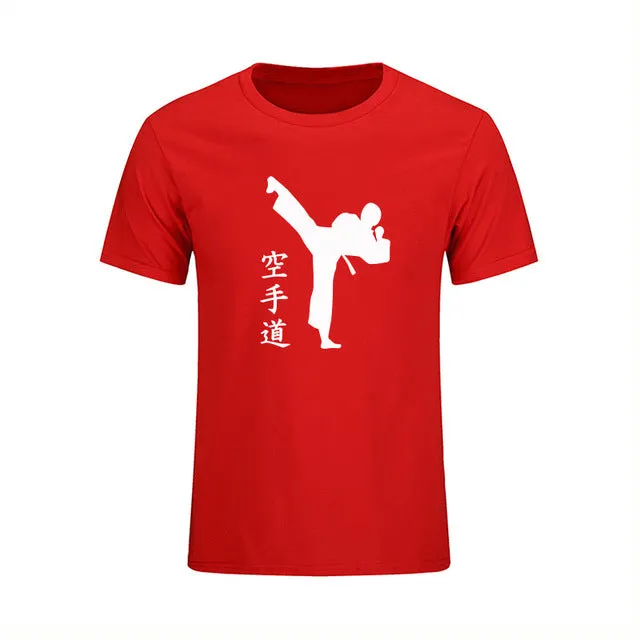 KARATE Martial New Fashion Mens T-shirts Summer Casual Short Sleeve Cotton T Shirts KICK Cool Print Clothing