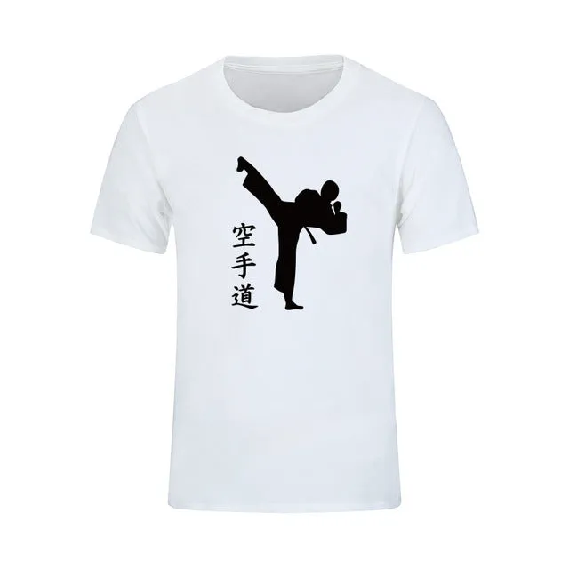 KARATE Martial New Fashion Mens T-shirts Summer Casual Short Sleeve Cotton T Shirts KICK Cool Print Clothing