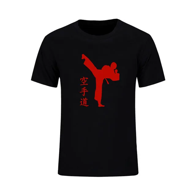 KARATE Martial New Fashion Mens T-shirts Summer Casual Short Sleeve Cotton T Shirts KICK Cool Print Clothing