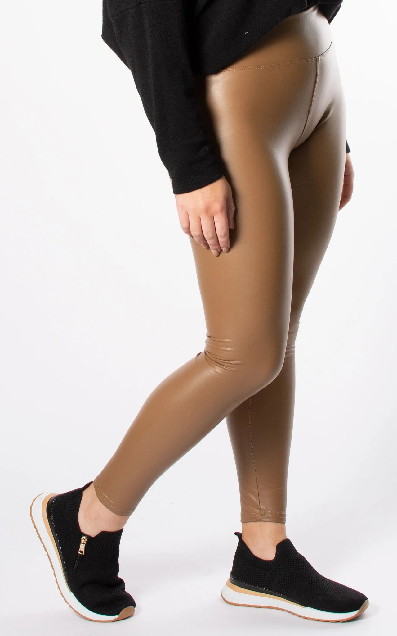 Leggings | Leather Look | Tan