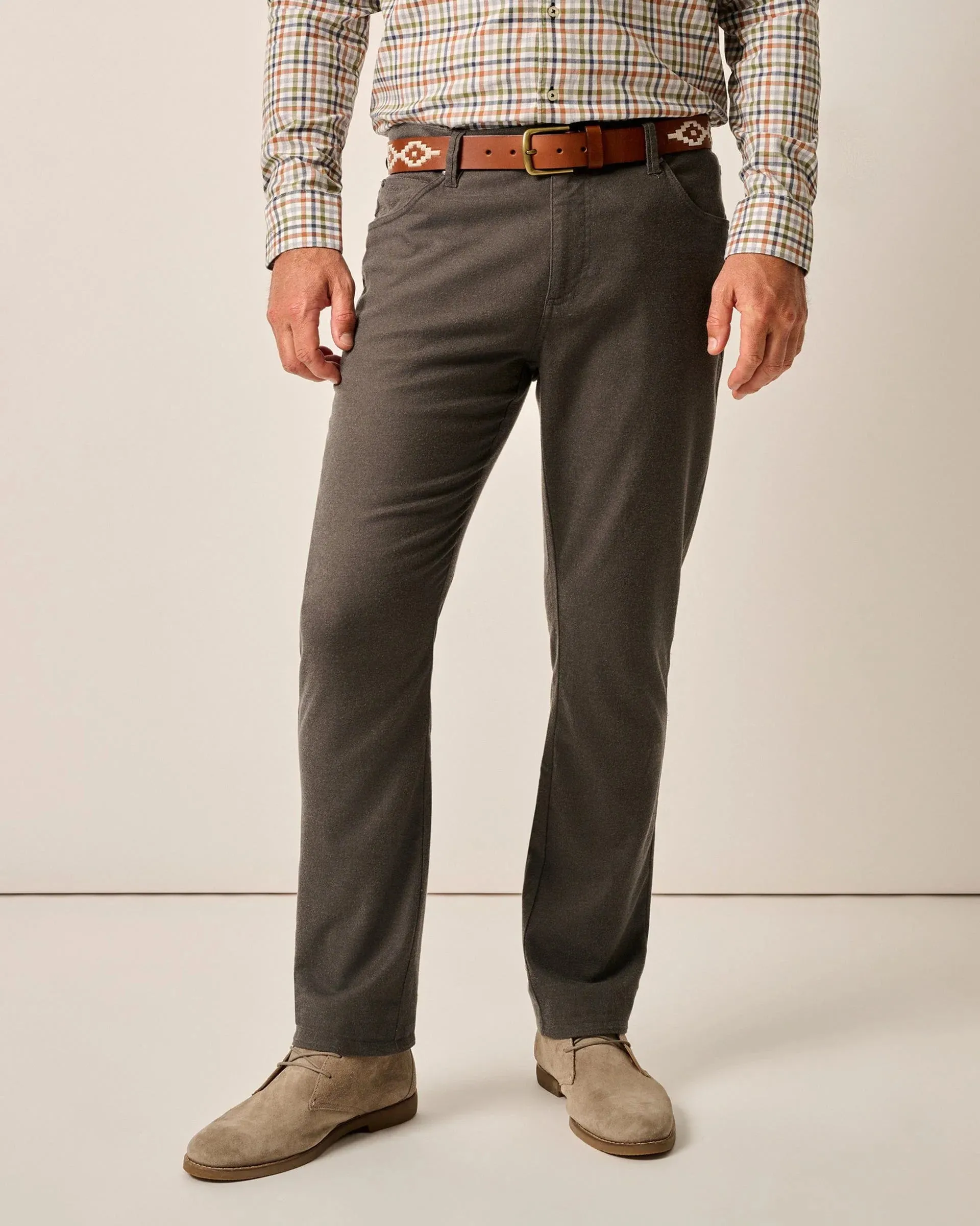 London Brushed Twill Flannel Pant in Charcoal by Johnnie-O