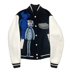 Louis Vuitton Puppet Baseball Varsity Jacket Black Pre-Owned