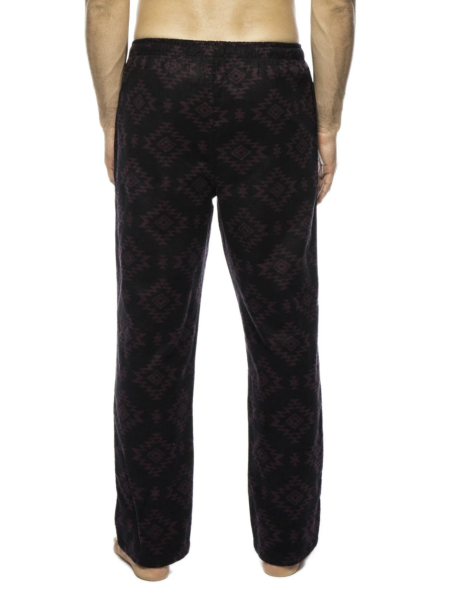 Men's 100% Cotton Flannel Lounge Pants - Aztec Black/Fig