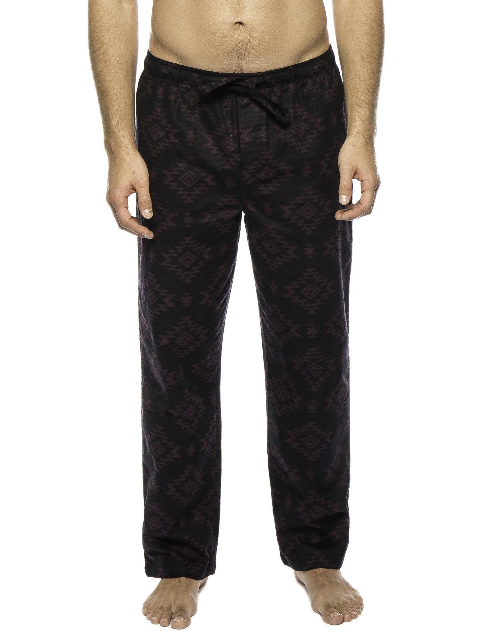 Men's 100% Cotton Flannel Lounge Pants - Aztec Black/Fig