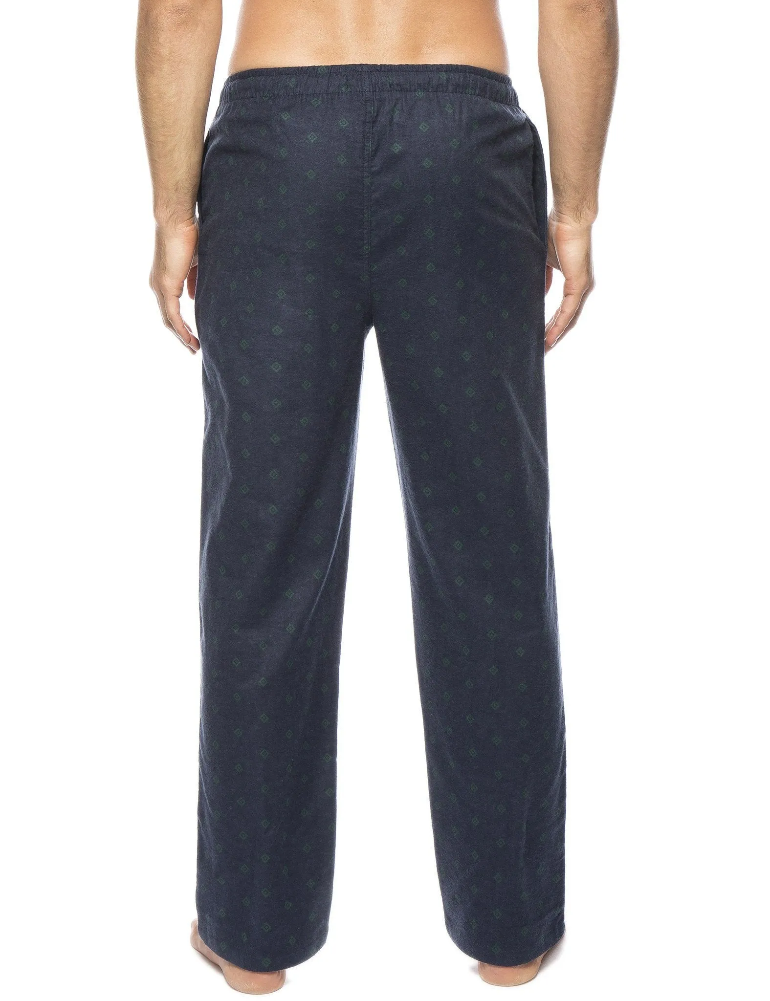 Men's 100% Cotton Flannel Lounge Pants - Double Diamond Navy/Green