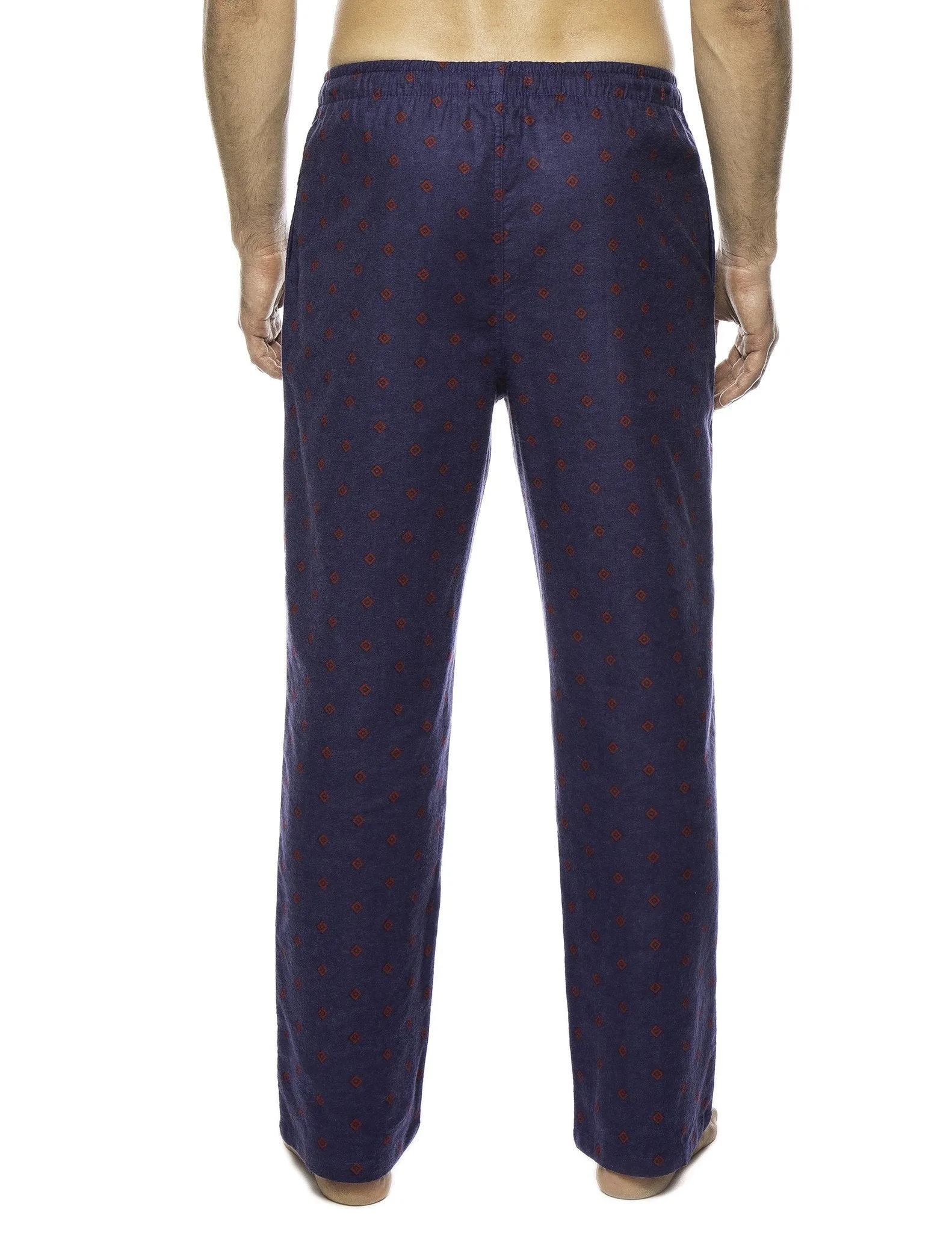 Men's 100% Cotton Flannel Lounge Pants - Double Diamond Navy/Red