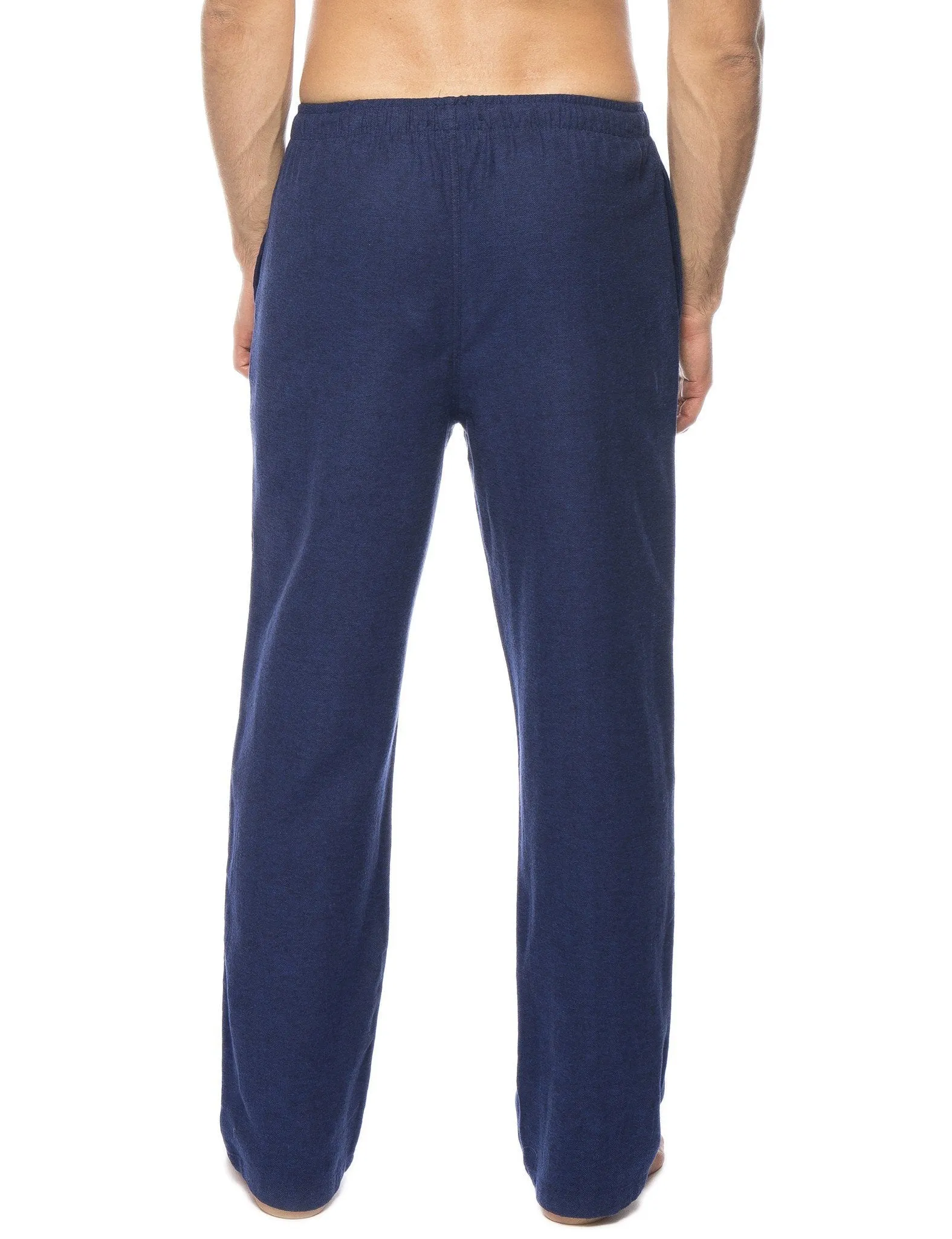 Men's 100% Cotton Flannel Lounge Pants - Herringbone Blue/Black