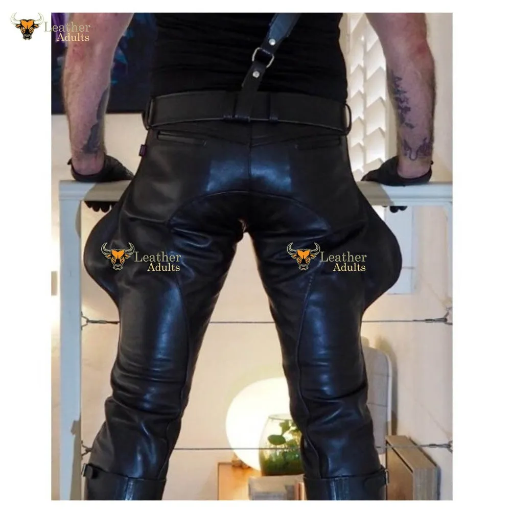 Mens Cowhide Leather Pants Trousers Lederjeans BLUF Pants Lederhosen Breeches