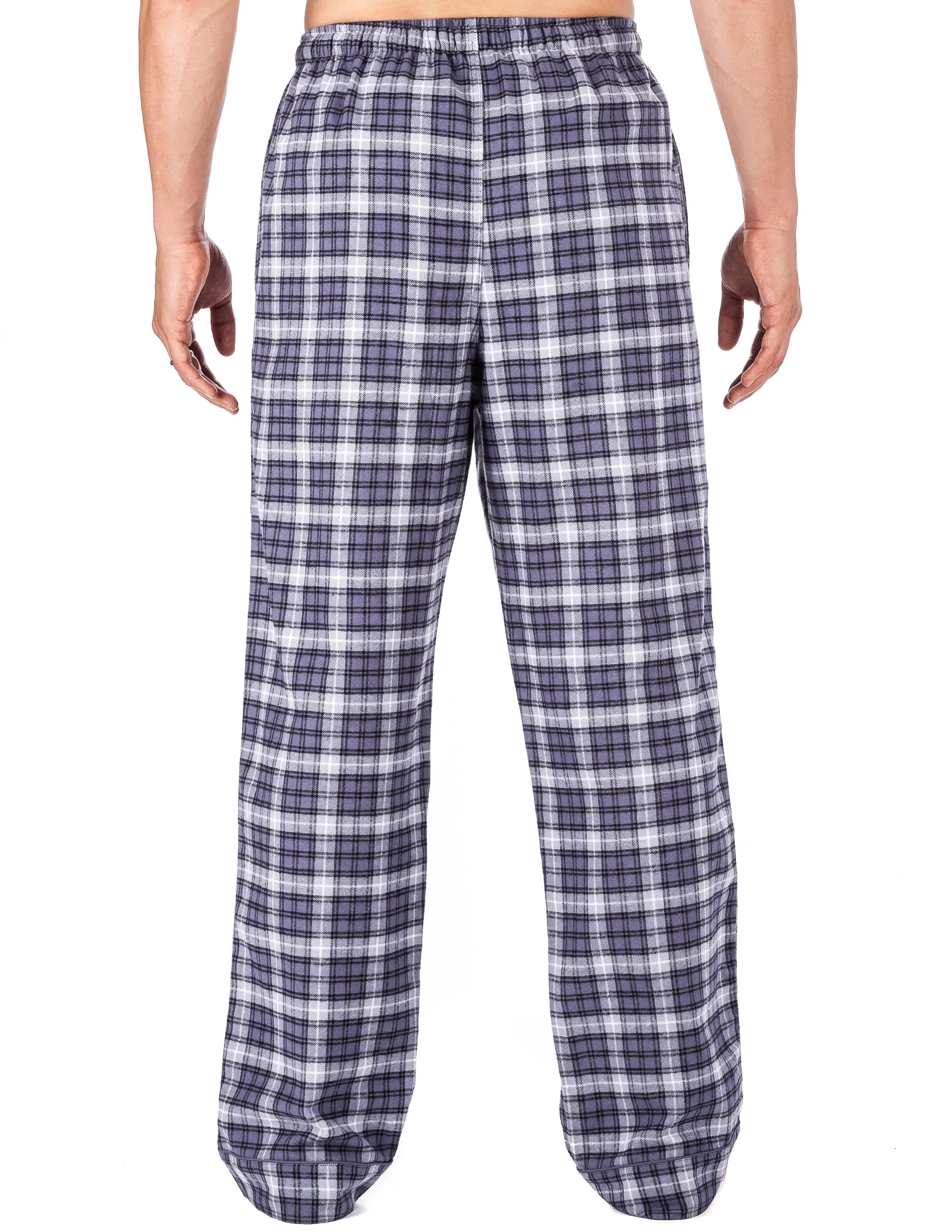 Mens Gingham 100% Cotton Flannel Lounge Pants - Blue/White