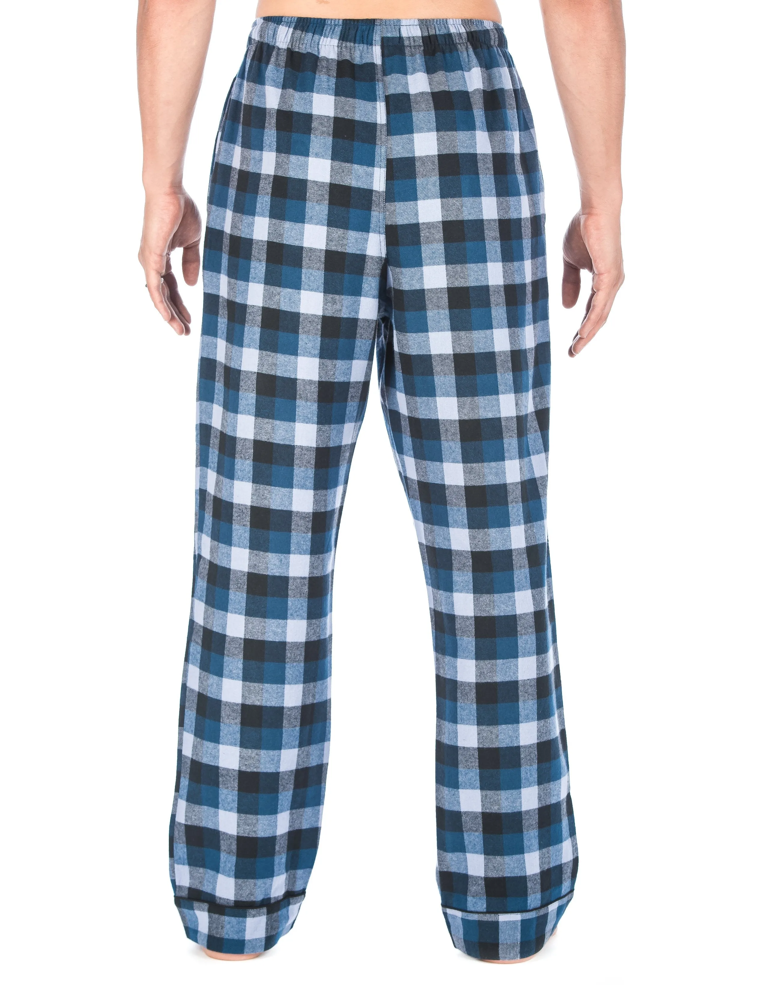 Mens Gingham 100% Cotton Flannel Lounge Pants - Denim Tone