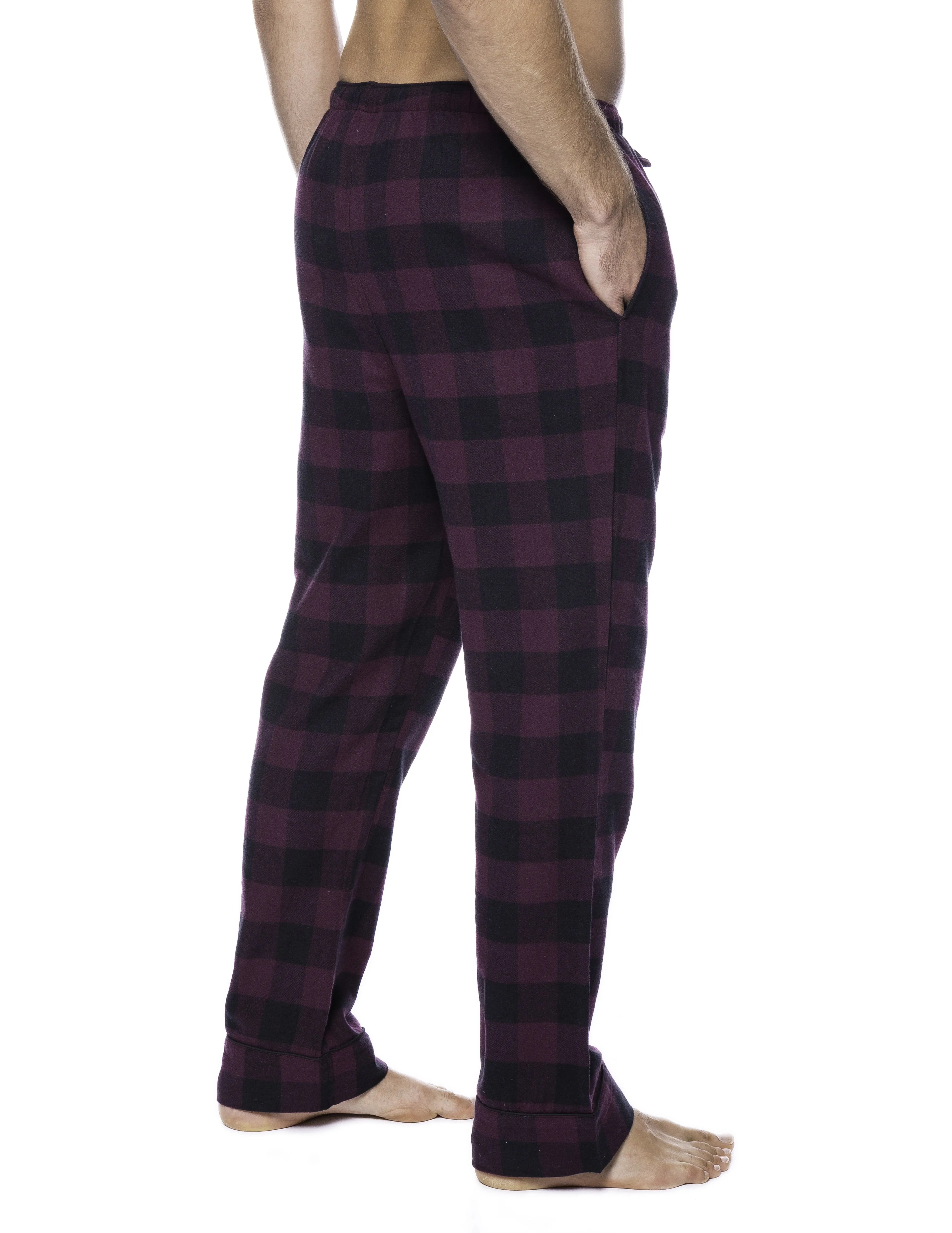 Mens Gingham 100% Cotton Flannel Lounge Pants - Gingham Fig/Black