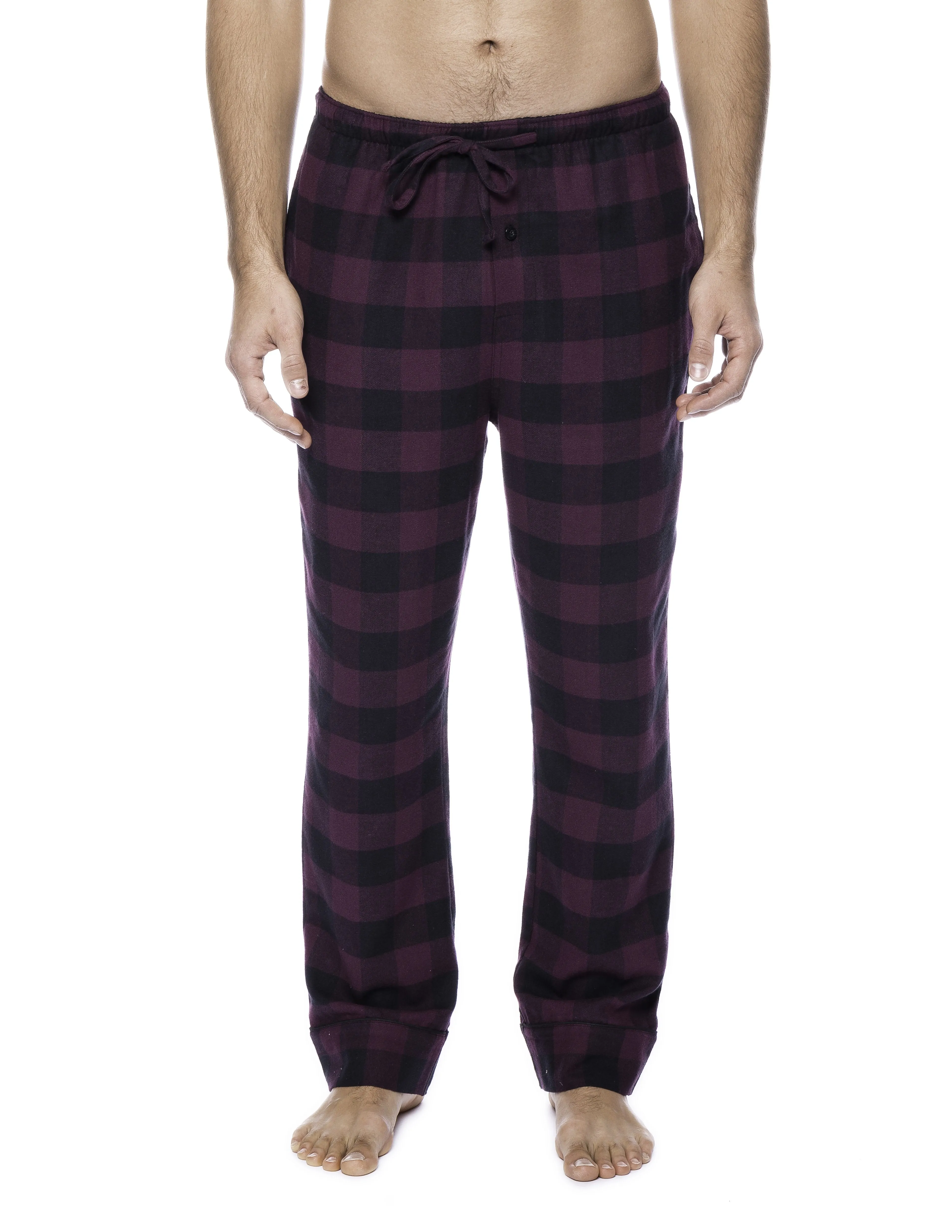 Mens Gingham 100% Cotton Flannel Lounge Pants - Gingham Fig/Black