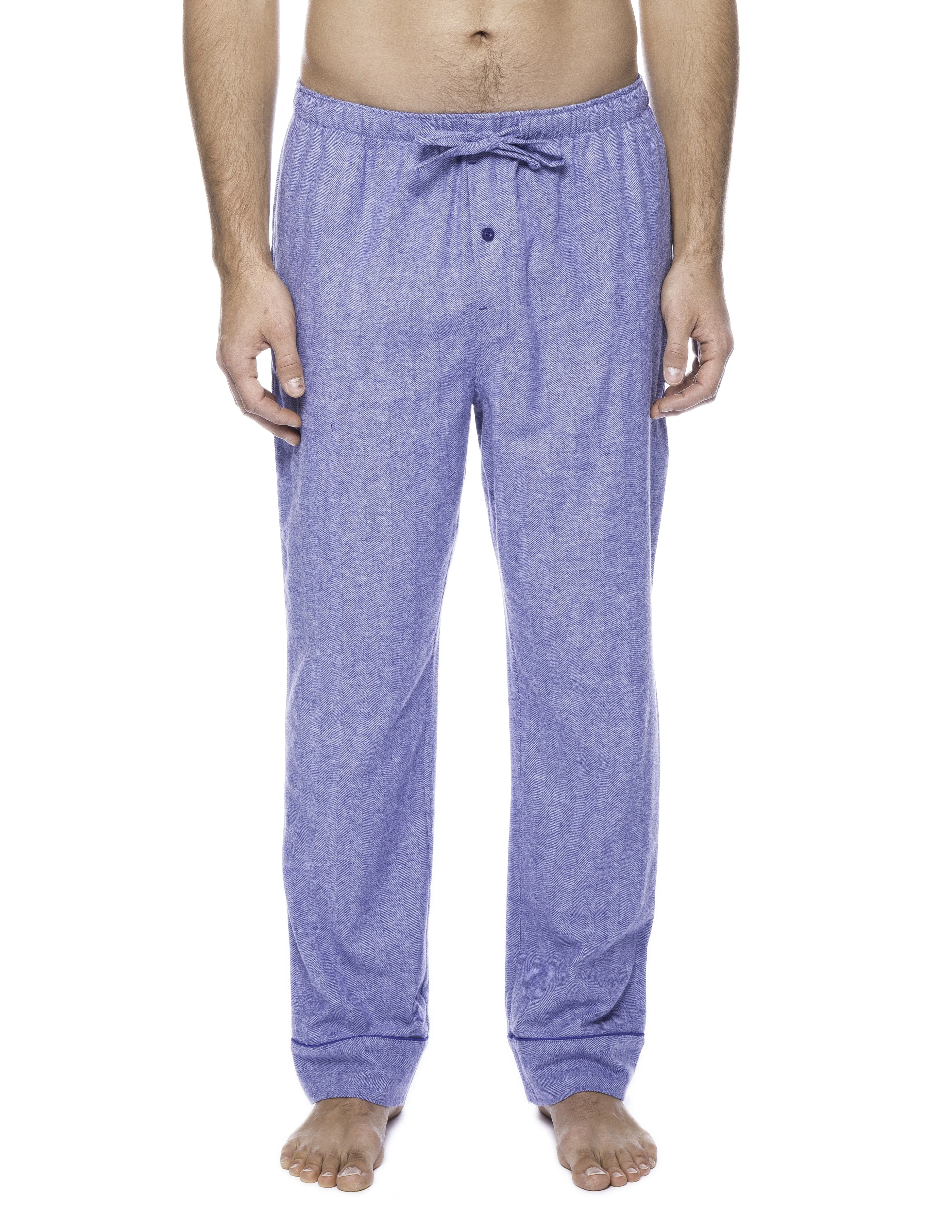 Mens Gingham 100% Cotton Flannel Lounge Pants - Herringbone Blue