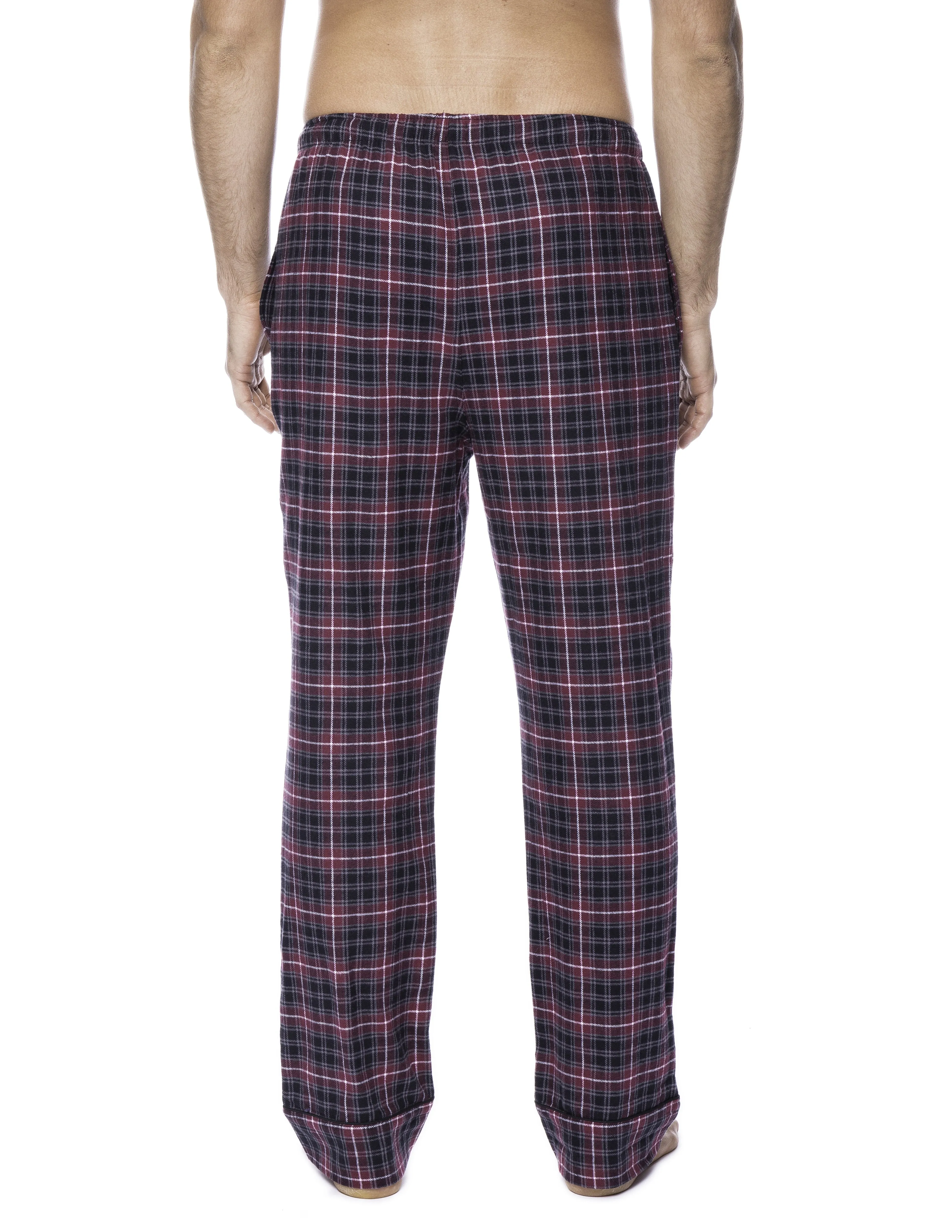 Mens Gingham 100% Cotton Flannel Lounge Pants - Plaid Navy/Black