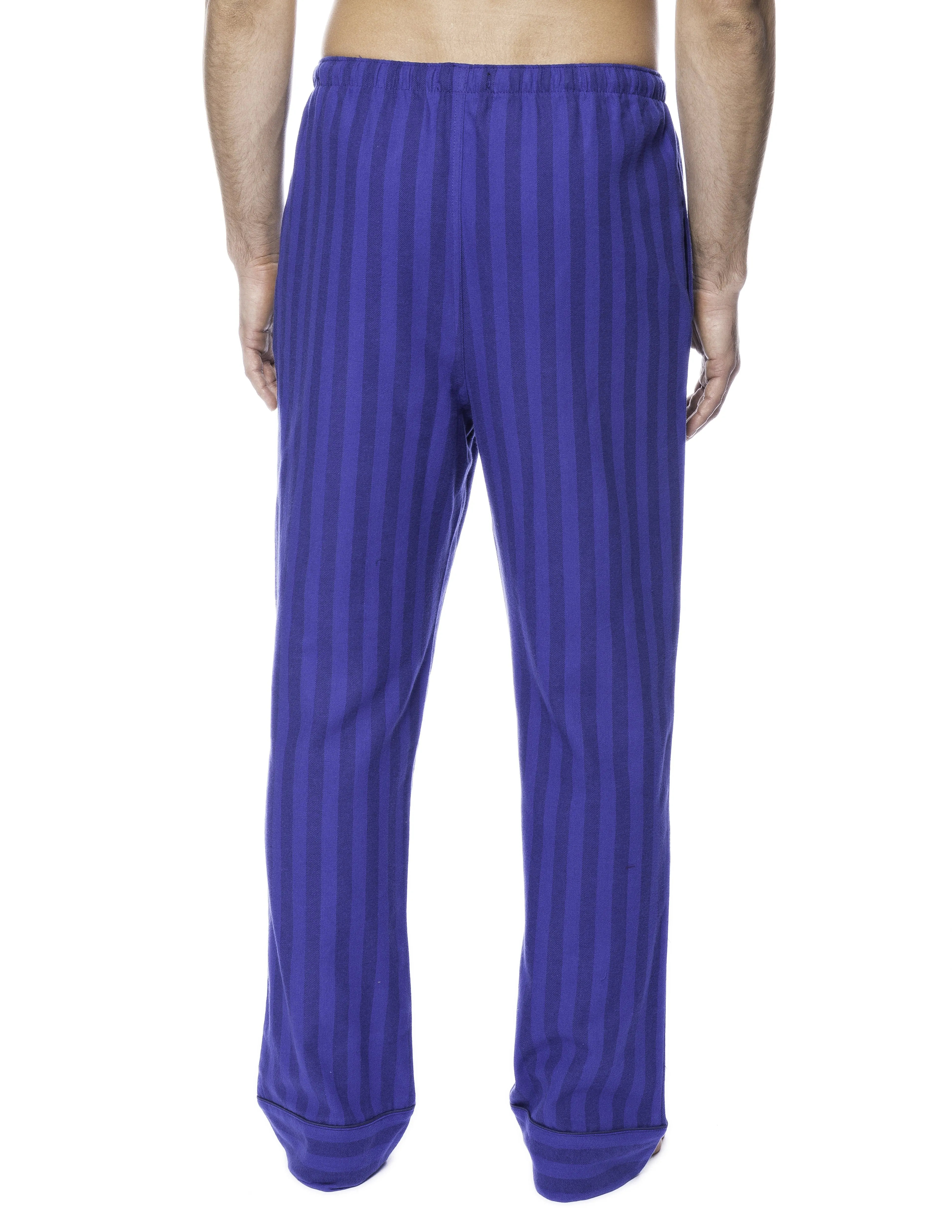 Mens Gingham 100% Cotton Flannel Lounge Pants - Stripes Tonal Blue