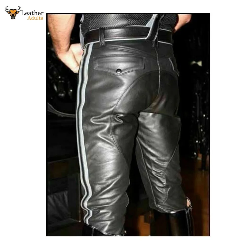 Men's Real Leather Pants Punk Kink Jeans Trousers BLUF Pants Bikers Breeches