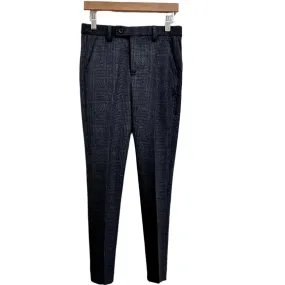 Navy/Grey Plaid Stretch Trouser