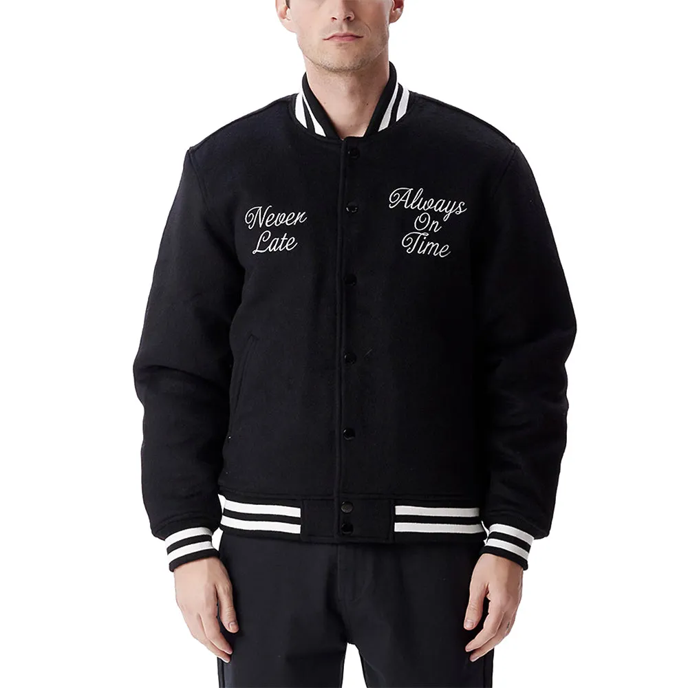 OBEY TIME VARSITY JACKET // BLACK