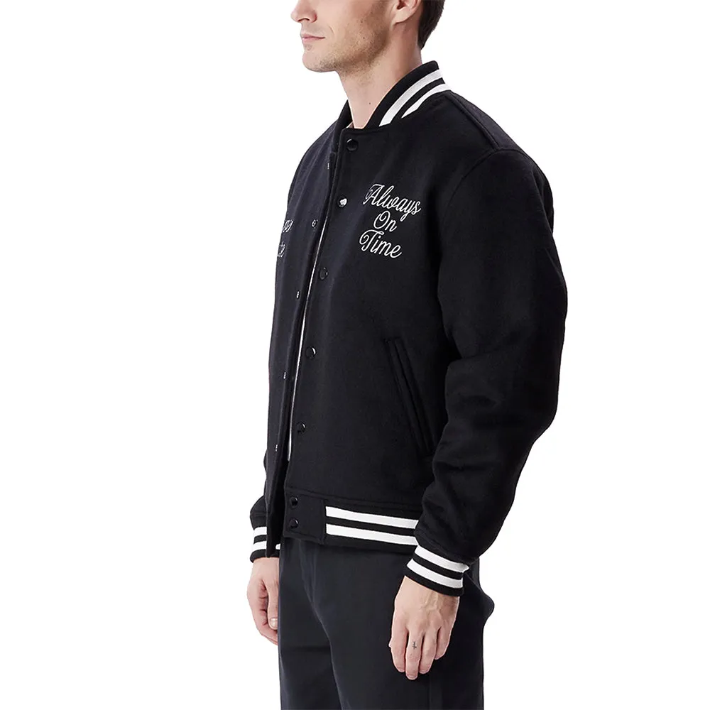 OBEY TIME VARSITY JACKET // BLACK